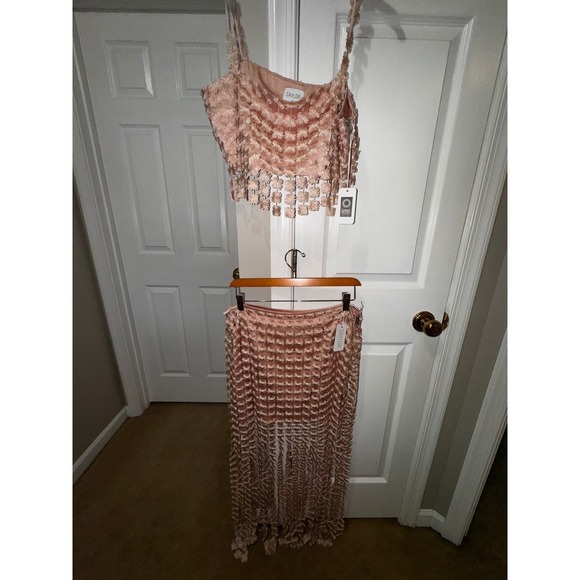 SAYLOR  ELIE Two-Piece Set Crop Top Maxi Skirt‎ Blush Pink Size L NWT - Picture 10 of 11